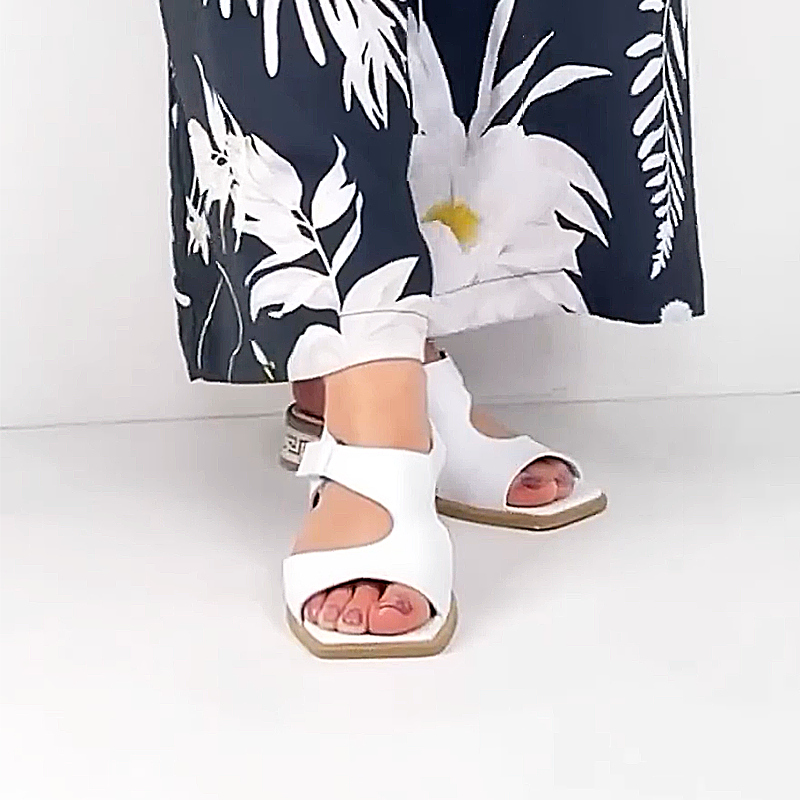 Soft Leather Chunky Heel Women's Sandals