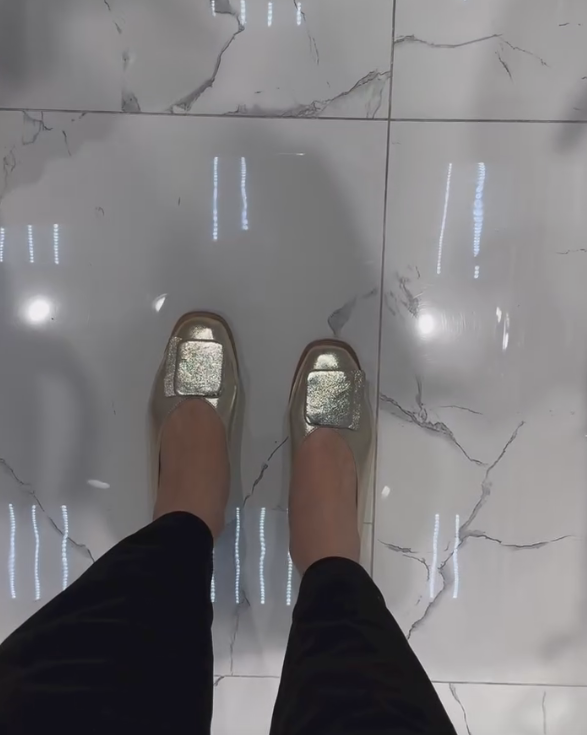 Gold square soft sole casual shoes