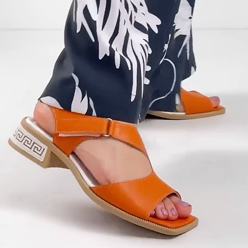 Soft Leather Chunky Heel Women's Sandals