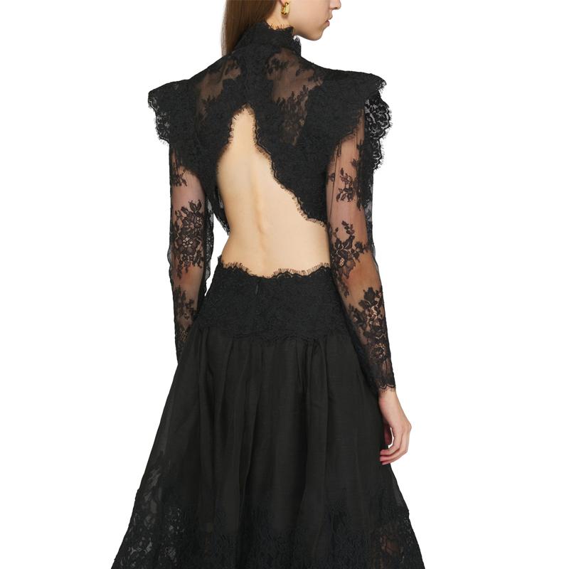 Sensual Lace Backless Patchwork Dress
