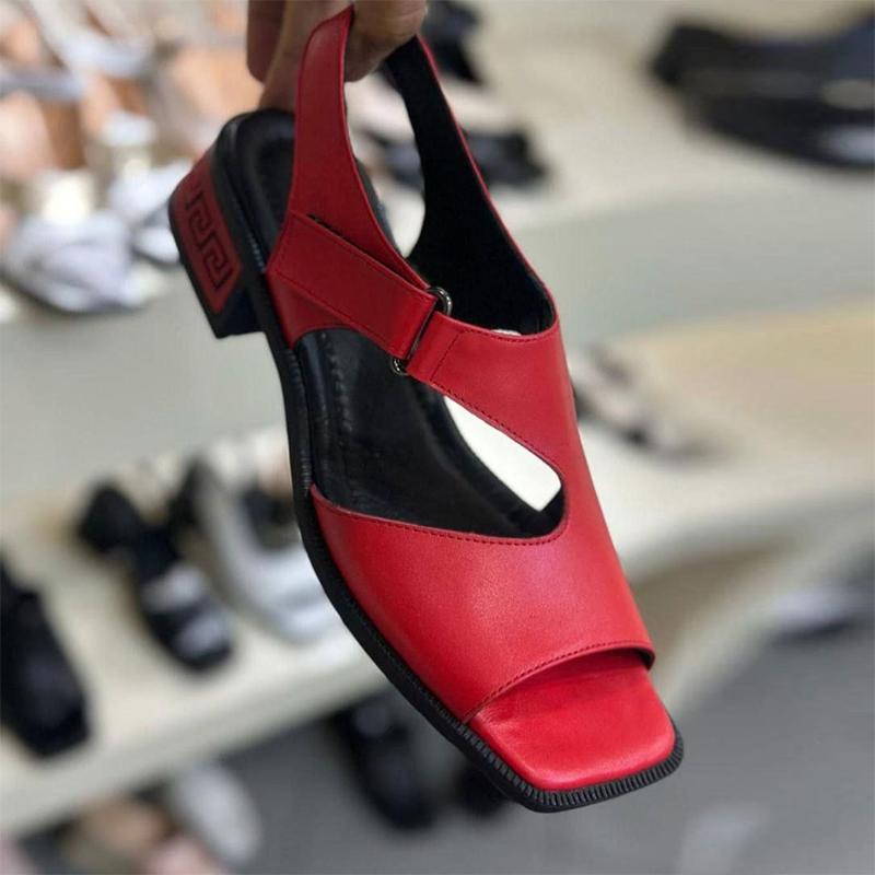 Soft Leather Chunky Heel Women's Sandals