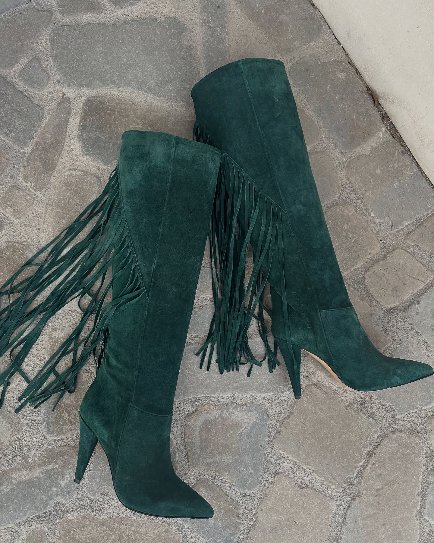 Tassel solid suede high heel boots