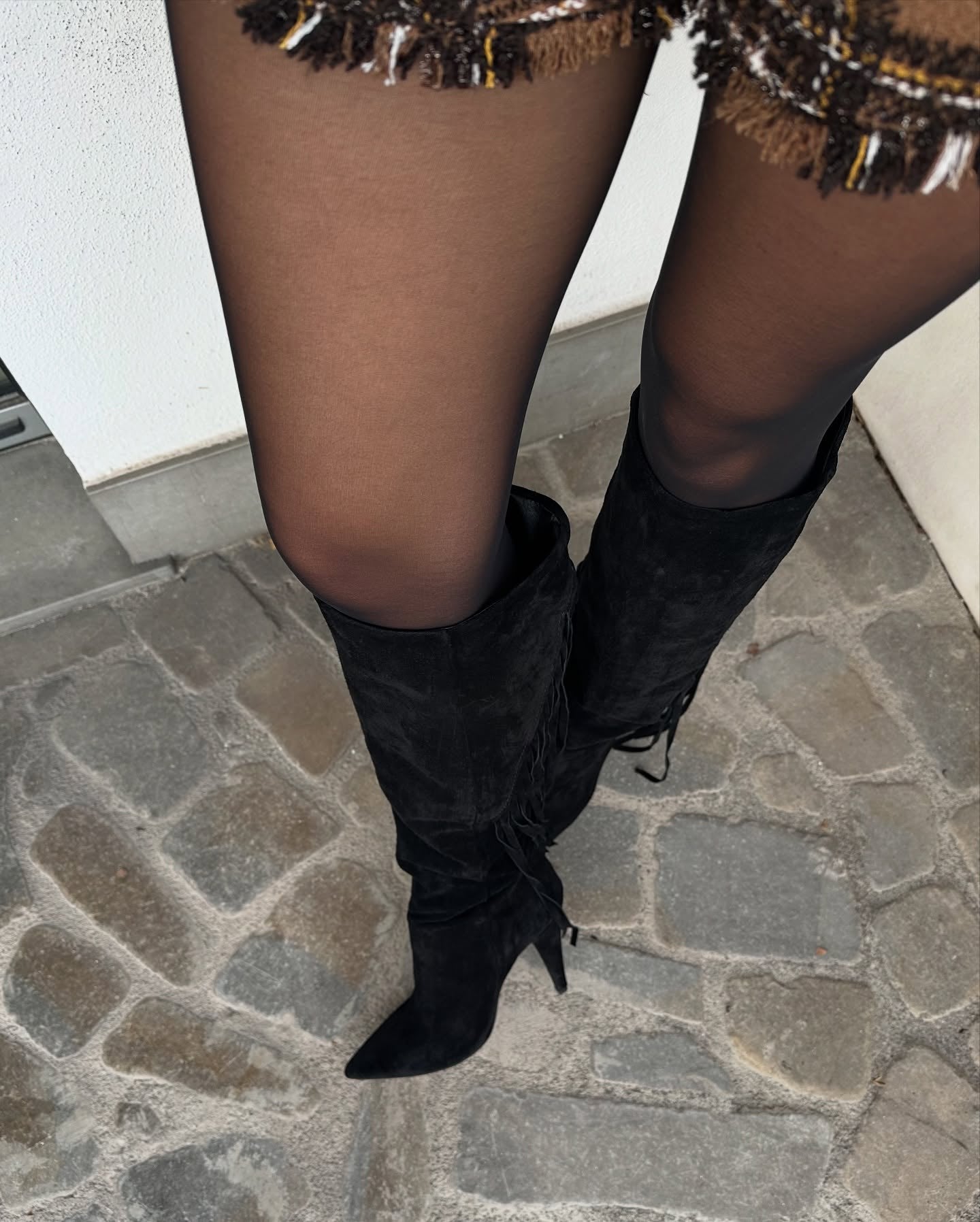 Tassel solid suede high heel boots