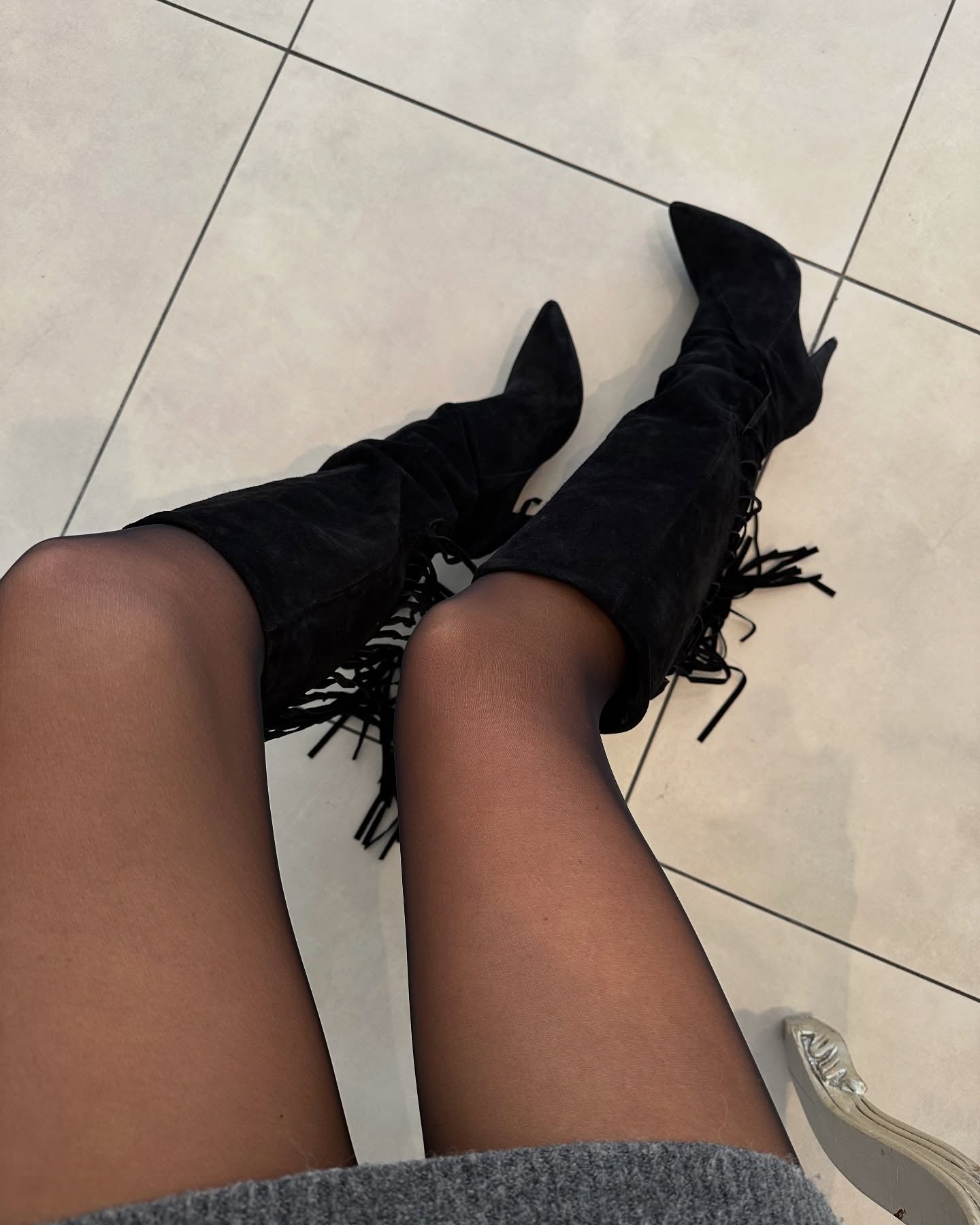 Tassel solid suede high heel boots