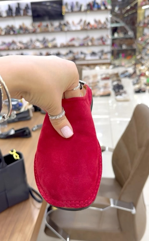 Red velvet slippers