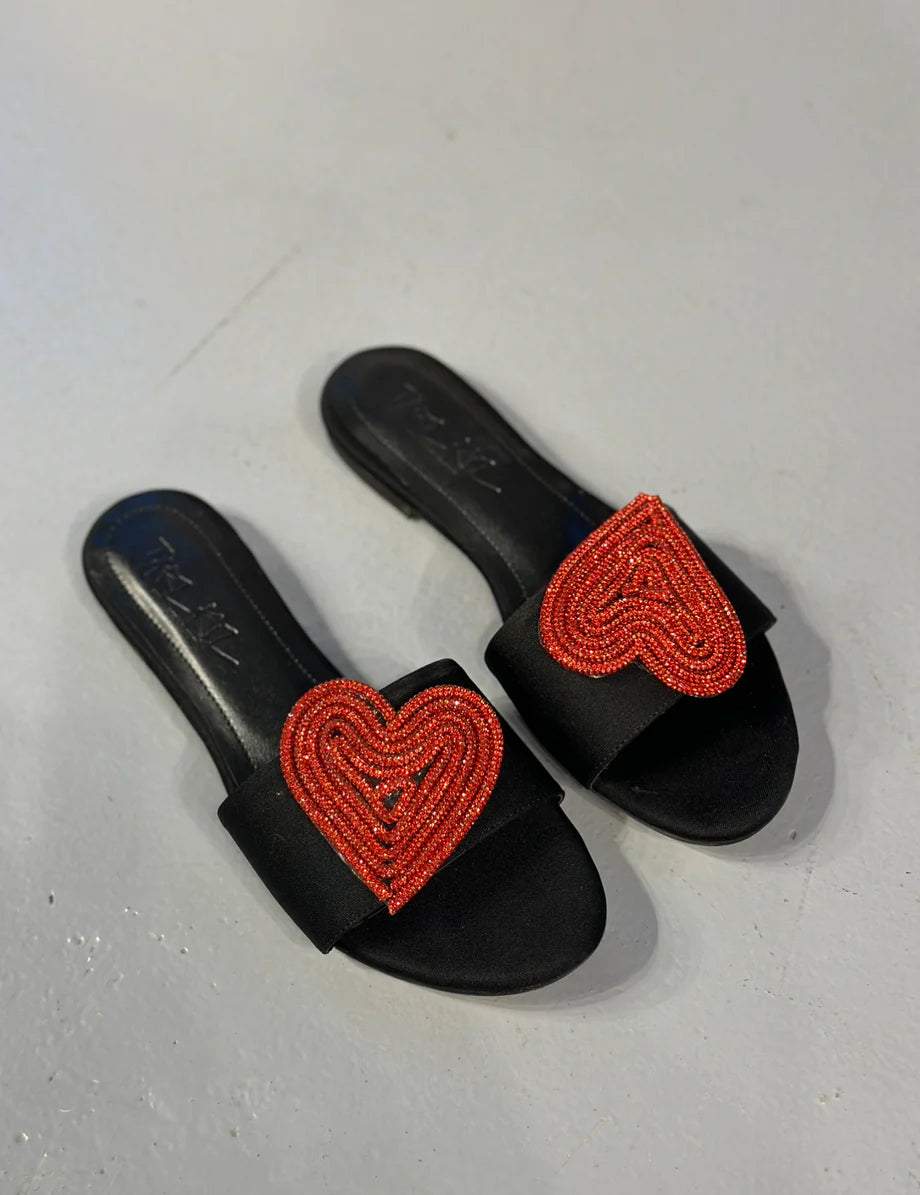 Red love sequin sandals