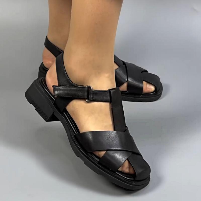 Chunky Heel Hollow Out Retro Women's Sandals