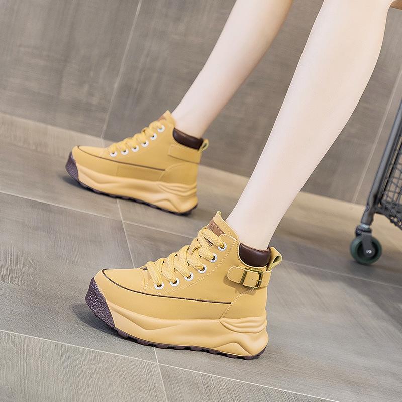 Leather High Top Muffin Casual Shoes