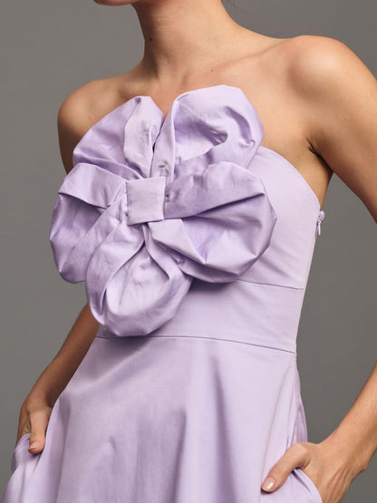 Strapless 3D Floral Maxi Dress