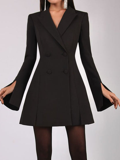 Double-breasted Flare Sleeve Blazer Dress