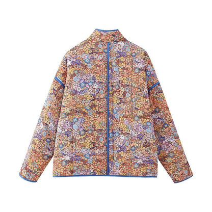 Casual Patchwork Printed Cotton Loose Coat