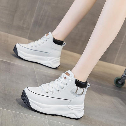 Leather High Top Muffin Casual Shoes