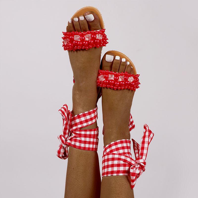 Women's Pearl Scarf Flat Sandals