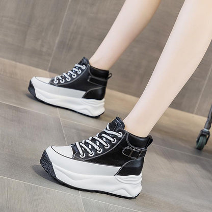 Leather High Top Muffin Casual Shoes