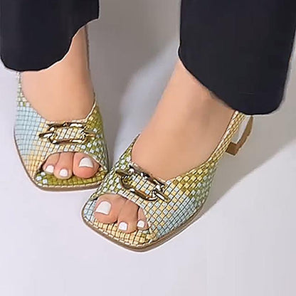 Gradient Mosaic Chunky Heel Women's Sandals