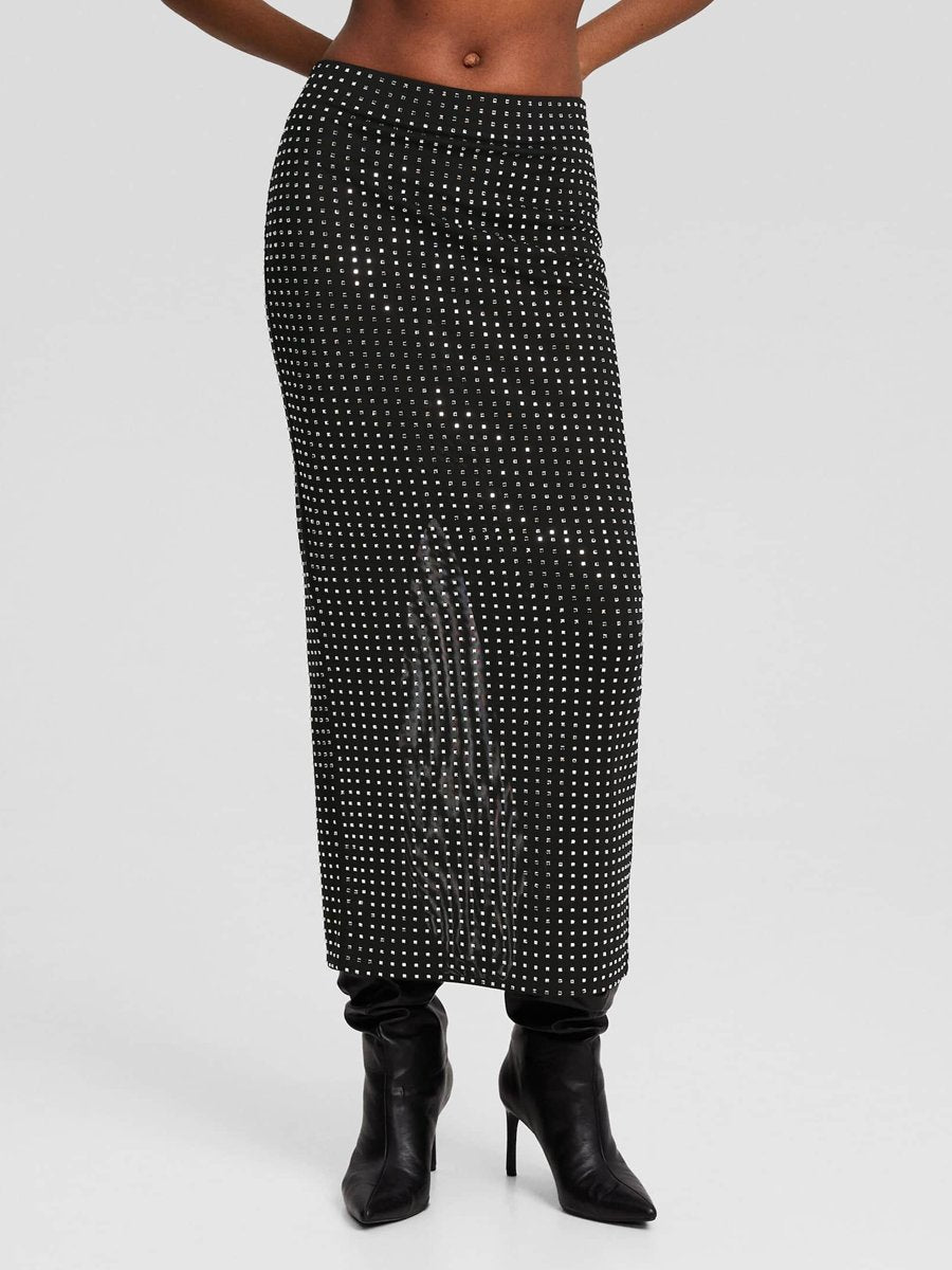 Tulle Midi Skirt with Rhinestones
