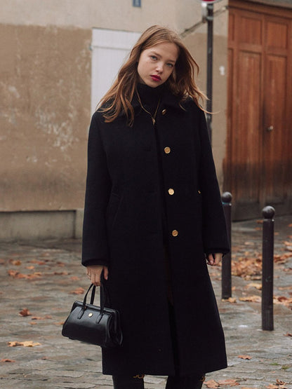 Copper Button Wool Tweed Coat