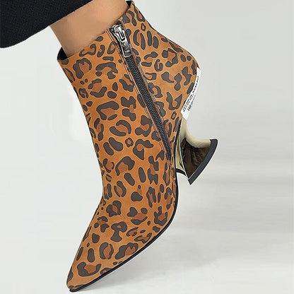 Suede Leopard Print Gold Heel Women's Casual Shoes