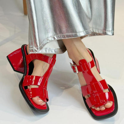 Chic Patent Leather High Heel Sandals