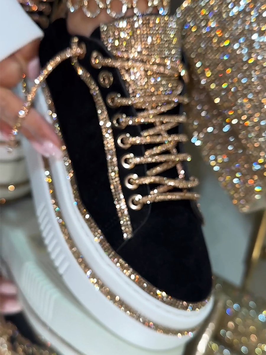 Women's Suede Rhinestone Sneakers