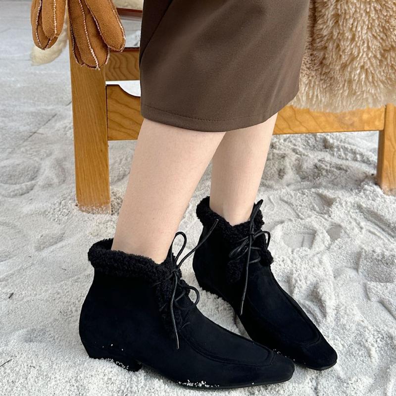 Suede Pointed Toe Wool Women's Boots