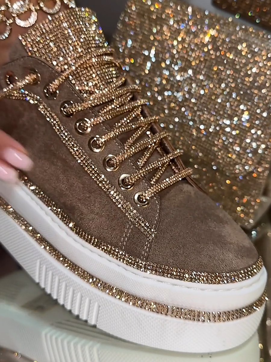 Women's Suede Rhinestone Sneakers