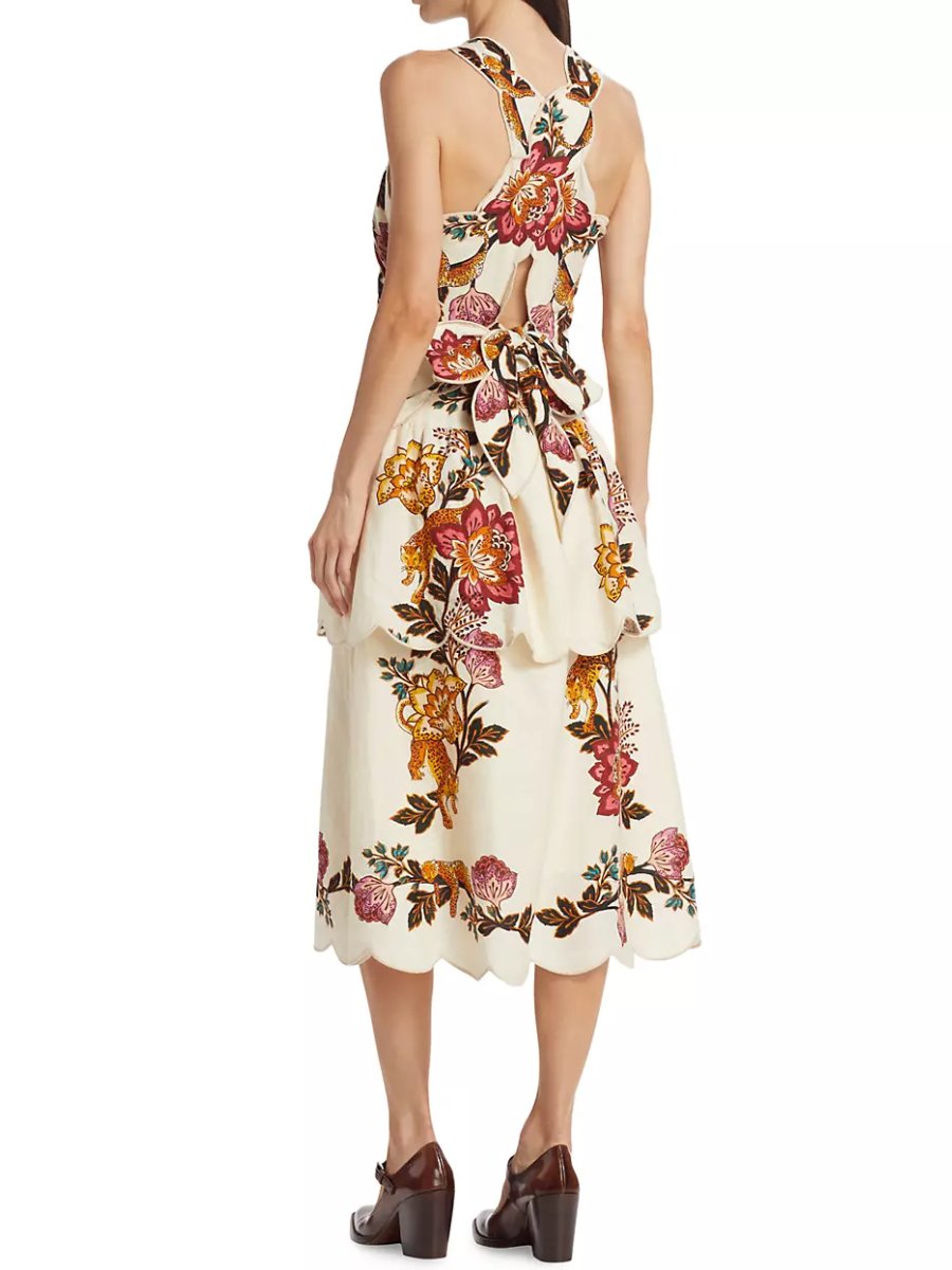 Printed Halter Neck Cut-out Midi Dress