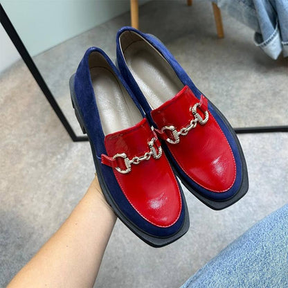 Suede Clash-Color Loafers