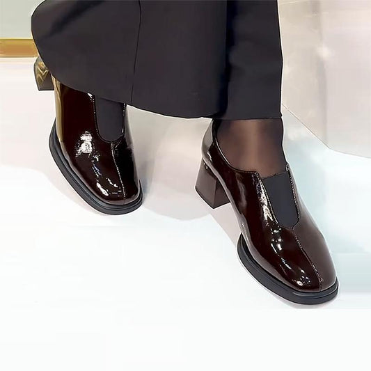 Women's Patent Leather Thick Sole Loafers