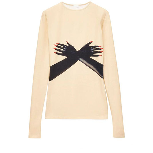 Neutral Hand Print Long-sleeved Top