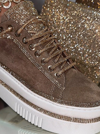 Women's Suede Rhinestone Sneakers