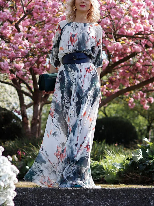 Paint In Grace Watercolor Maxi Dress