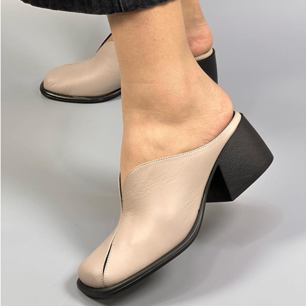 Thick Heel Leather Comfortable Slippers