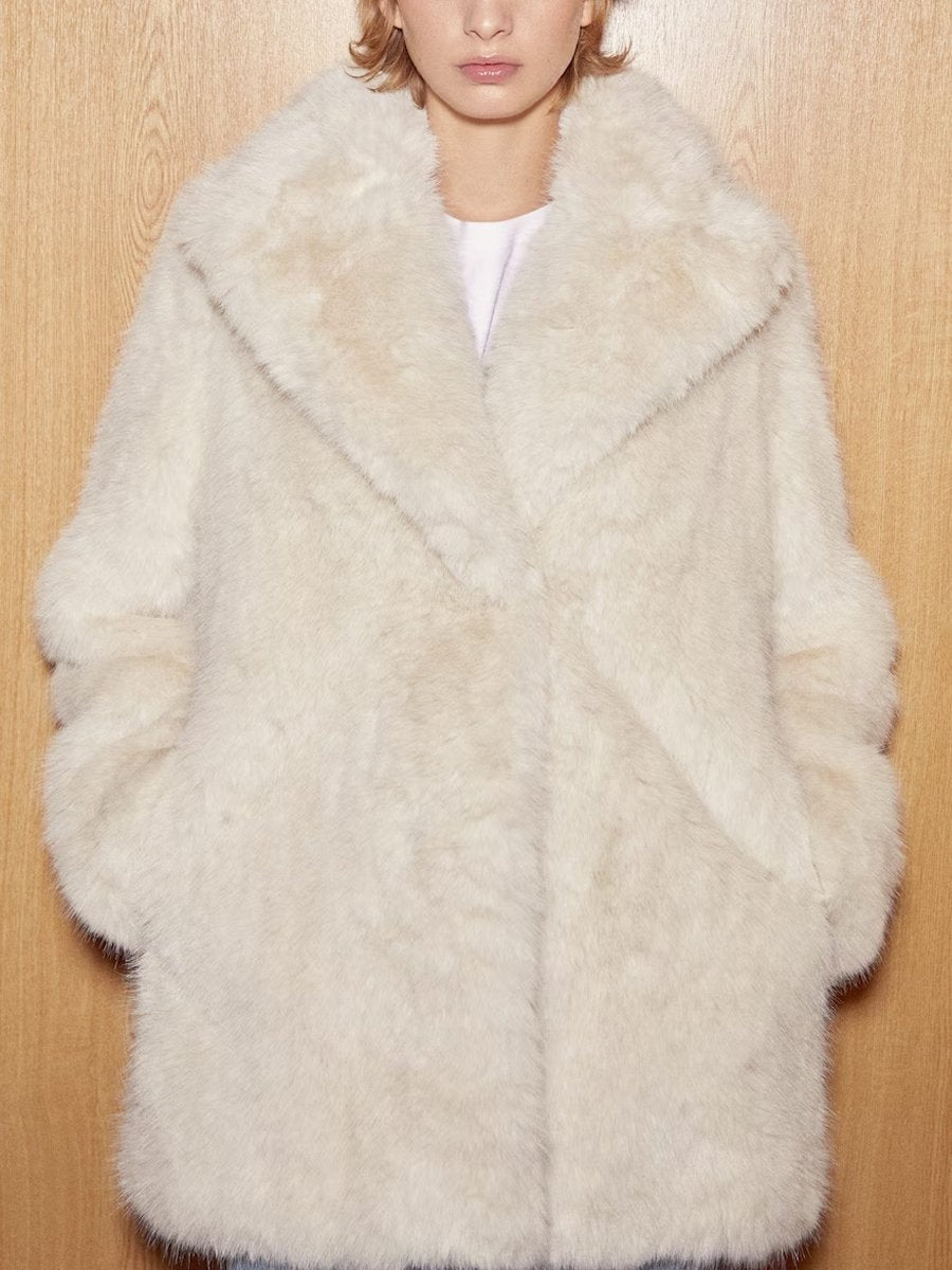 Lapels Faux Fur Coat