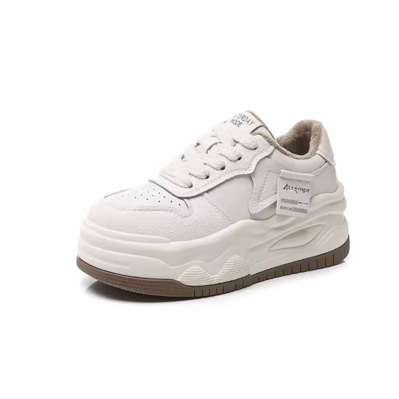 Leather White Casual Woman's Board Shoes