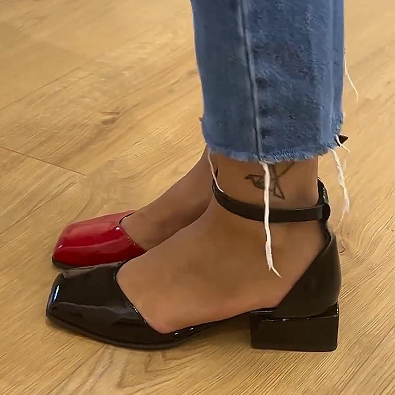 Women's Patent Leather Square Heel Sandals