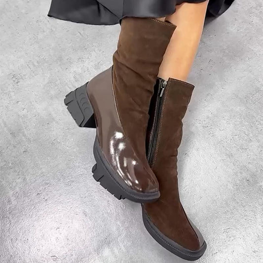 Women's Suede Patchwork Leather  Ankle Boots