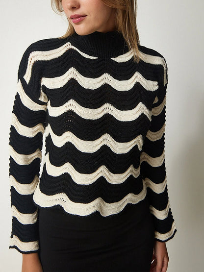 Wool Knit Wave Sweater