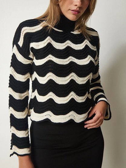 Wool Knit Wave Sweater