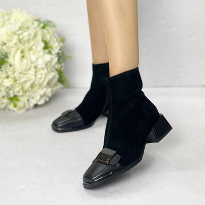 Suede Leather Buckle Women's Boots