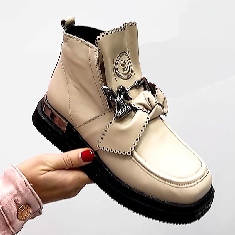 Women's Warm Bow Leather Boots