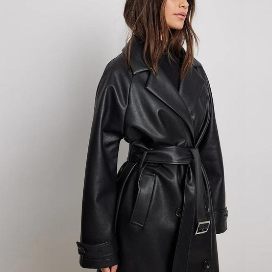 Belted Pu Trenchcoat