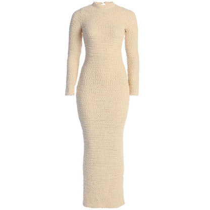 Woolen Knit Backless Maxi Dress