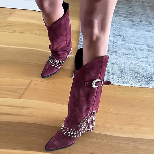 Suede Studded Women's Boots