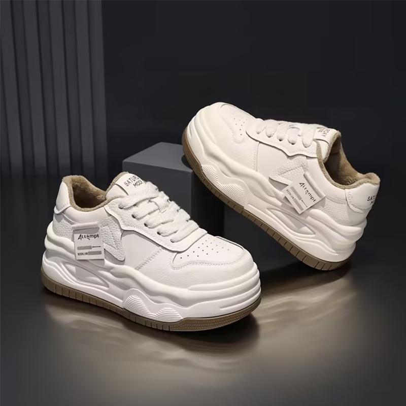 Leather White Casual Woman's Board Shoes