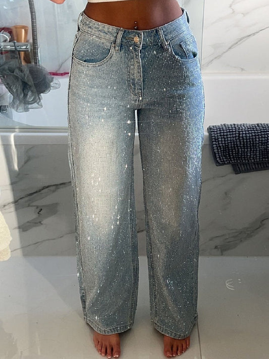 Women's Wide Leg Diamond Shimmer Jeans