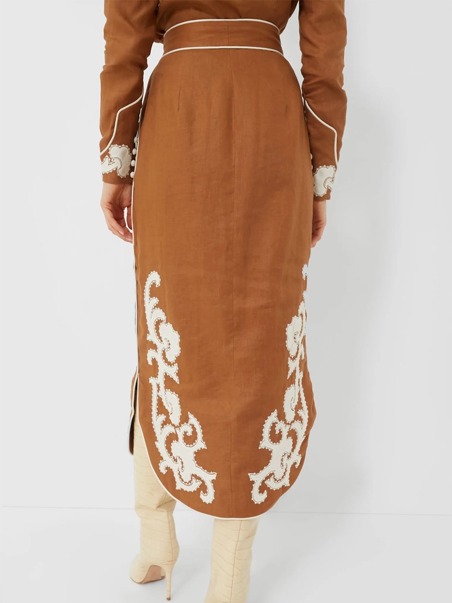 Western Cowboy Style Applique Maxi Dress