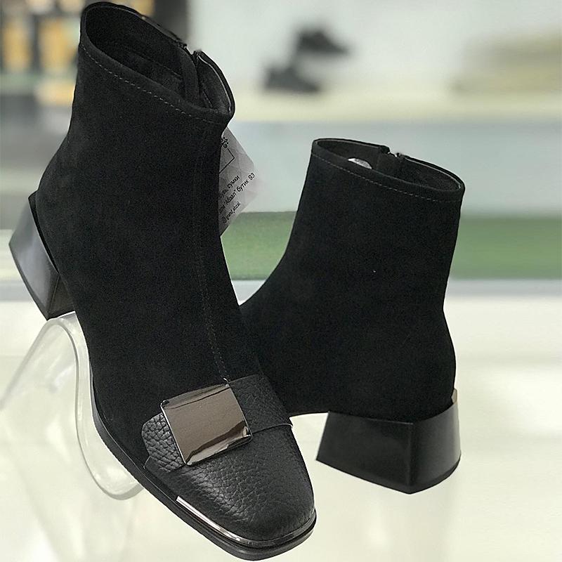 Suede Leather Buckle Women's Boots