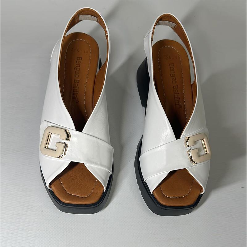 White Leather Soft Sole Women's Sandals