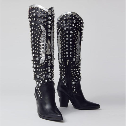 Women's Rhinestone Embroidered Western Boots